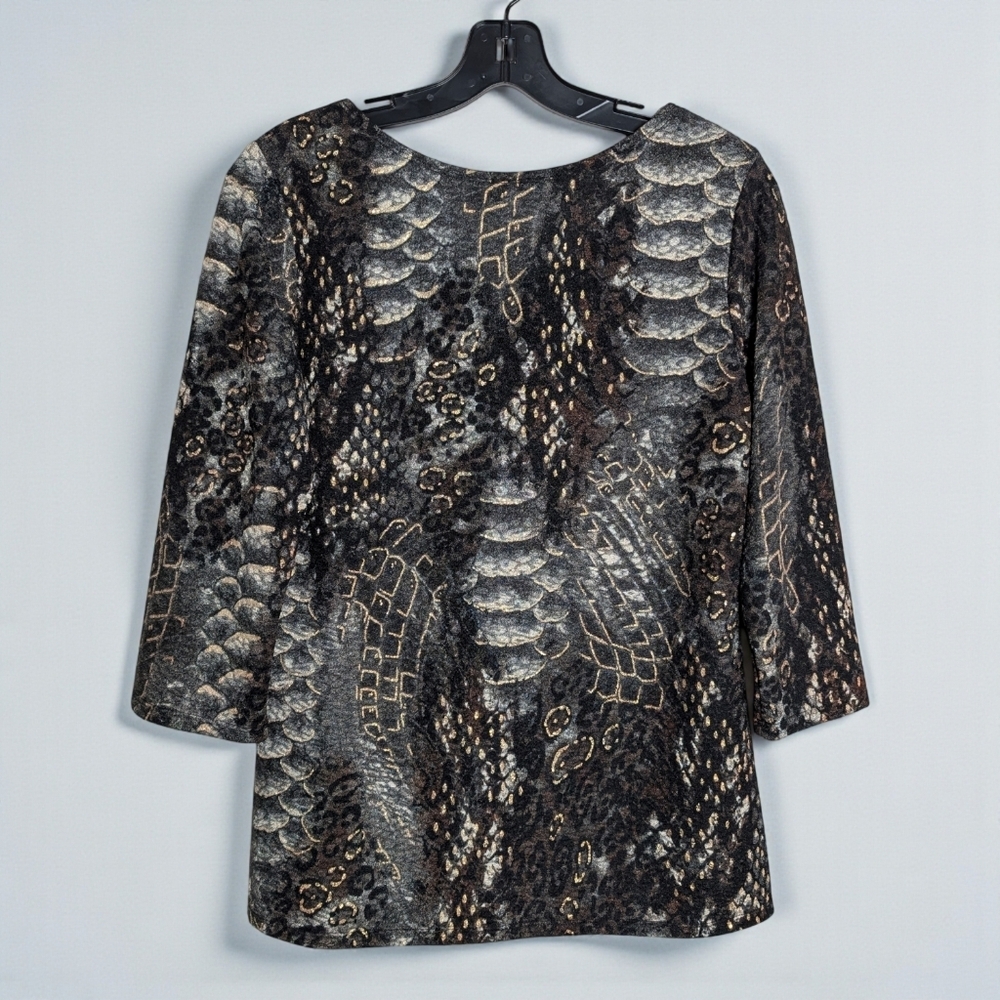 Bundle (2) Long Sleeve Pullover Tops Lightweight Floral Abstract Print L - Picture 3 of 12